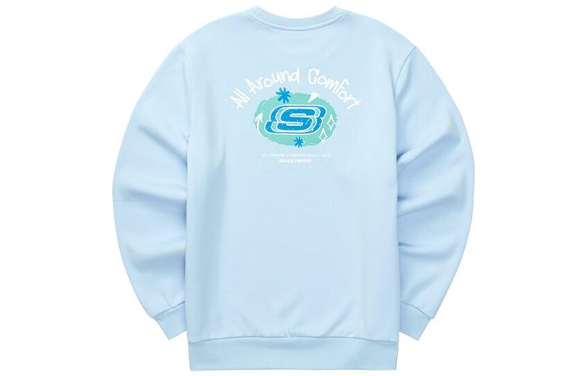 Skechers Alphabet Logo Crewneck Fleece Sweatshirt Unisex Air Blue L322U086-01CQ