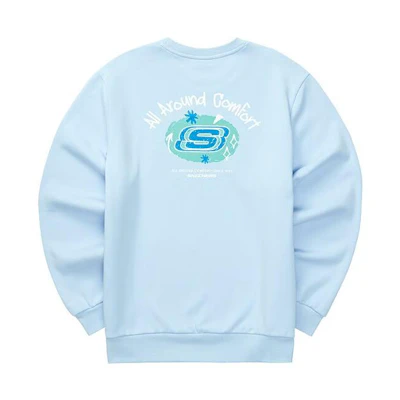 Skechers Alphabet Logo Crewneck Fleece Sweatshirt Unisex Air Blue L322U086-01CQ