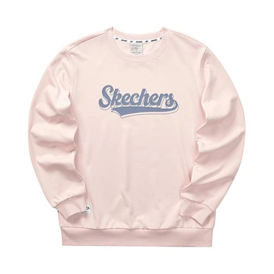 Skechers Alphabet Print Crewneck Pullover Sweatshirt Unisex Pink Peach Blossom L323U075-01NK