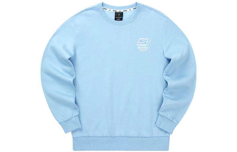 Skechers Alphabet Print Fleece Pullover Knit Sweatshirt Unisex - Air Blue L322U096-01CQ