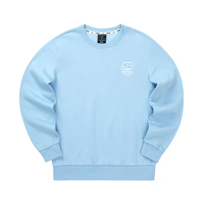 Skechers Alphabet Print Fleece Pullover Knit Sweatshirt Unisex - Air Blue L322U096-01CQ