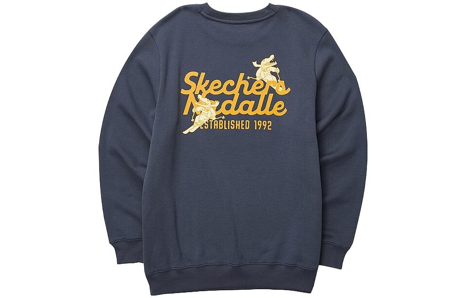 Skechers Alphabet Print Knit Pullover Sweatshirt Unisex Charcoal Gray L423U073-000G