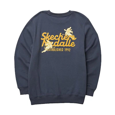 Skechers Alphabet Print Knit Pullover Sweatshirt Unisex Charcoal Gray L423U073-000G
