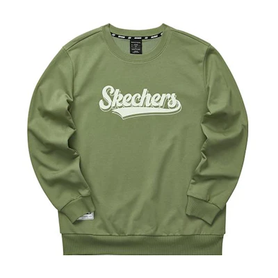 Skechers Alphabet Print Unisex Pullover Crewneck Sweatshirt - Chrome Green L323U075-01MX