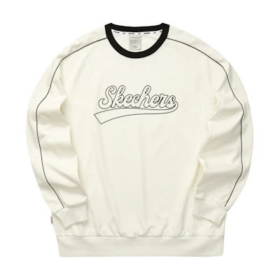 Skechers American Letter Print Pullover Unisex Sweatshirt Cotton Candy White L323U080-0074