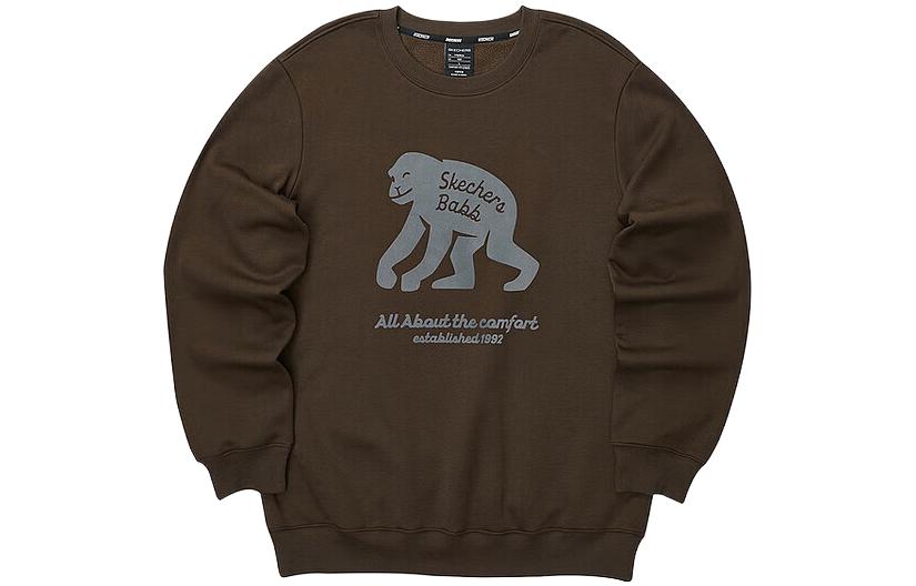 Skechers Animal Print Knit Crewneck Sweatshirt Unisex Molten Chocolate L423U074-02Z9