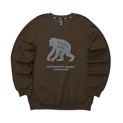 Skechers Animal Print Knit Crewneck Sweatshirt Unisex Molten Chocolate L423U074-02Z9