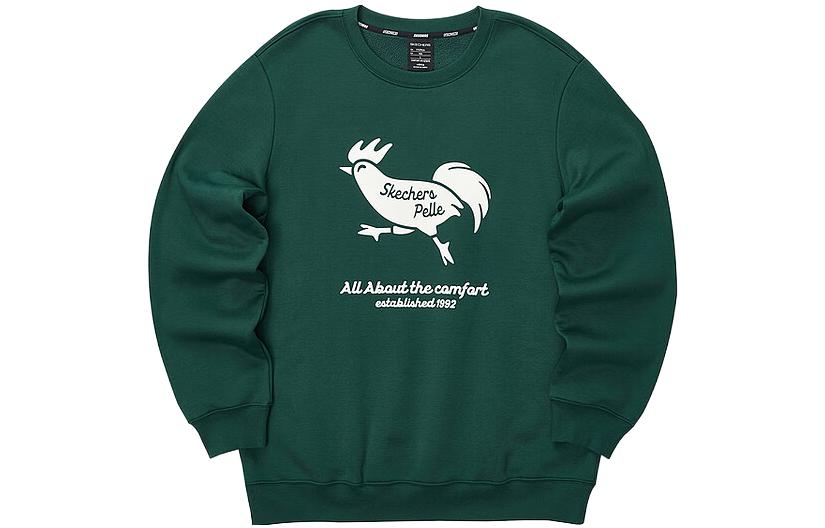 Skechers Animal Print Knit Sweatshirt Unisex Olive Green L423U074-02ZG