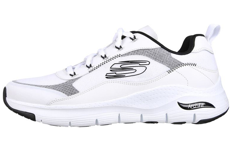 Skechers Arch Fit Black White 'Breathable Lightweight Low-Top Runner' 232304-WBK
