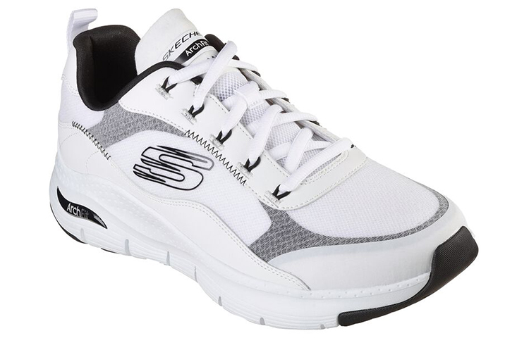 Lookbook Skechers Arch Fit Black White 'Breathable Lightweight Low-Top Runner' 232304-WBK