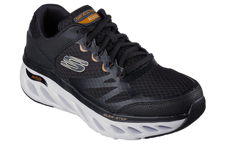Lookbook Skechers Arch Fit Glide-Step ''Schwarz Gold'' 232320-BKGD