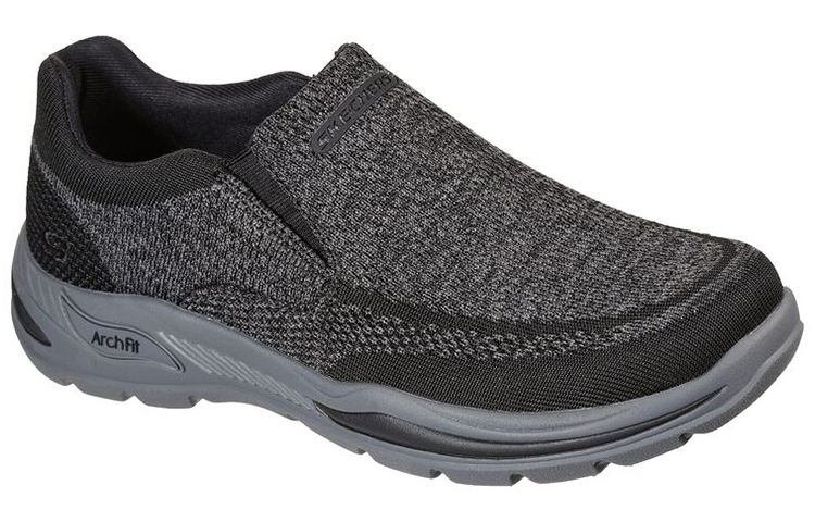 Lookbook Skechers Arch Fit Motley Slip-on Uomo Nero Grigio Casual 204495-BLK