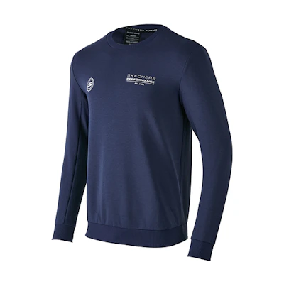 Skechers BASIC Letter Print Knit Pullover Sweatshirt Navy College Blue P423M135-02MZ