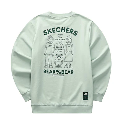 Skechers Bear Graphic Knit Crewneck Sweatshirt Unisex Beige L423U052-02QQ