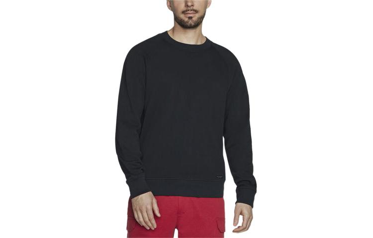 Skechers Black Embroidered Logo Crewneck Fleece Pullover Sweatshirt LT111-BLK