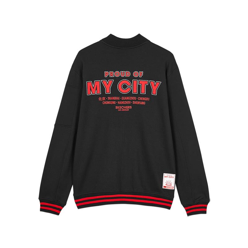 Skechers Black Logo Zipper Baseball Collar Jacket L121M005