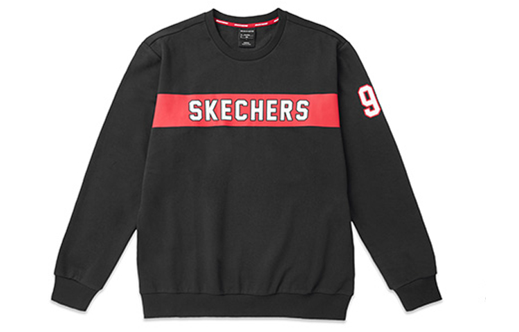 Skechers Black Retro American Knit Pullover with Letter Print Design L319M036-0018S