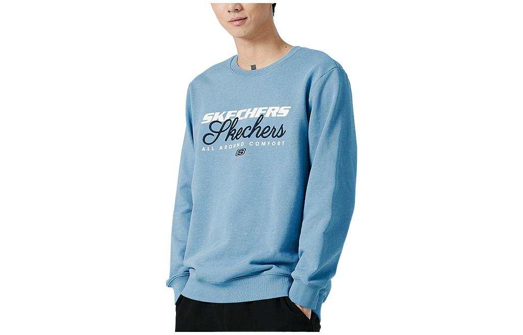 Skechers Blue Crewneck Logo Print Casual Sweatshirt L422M037
