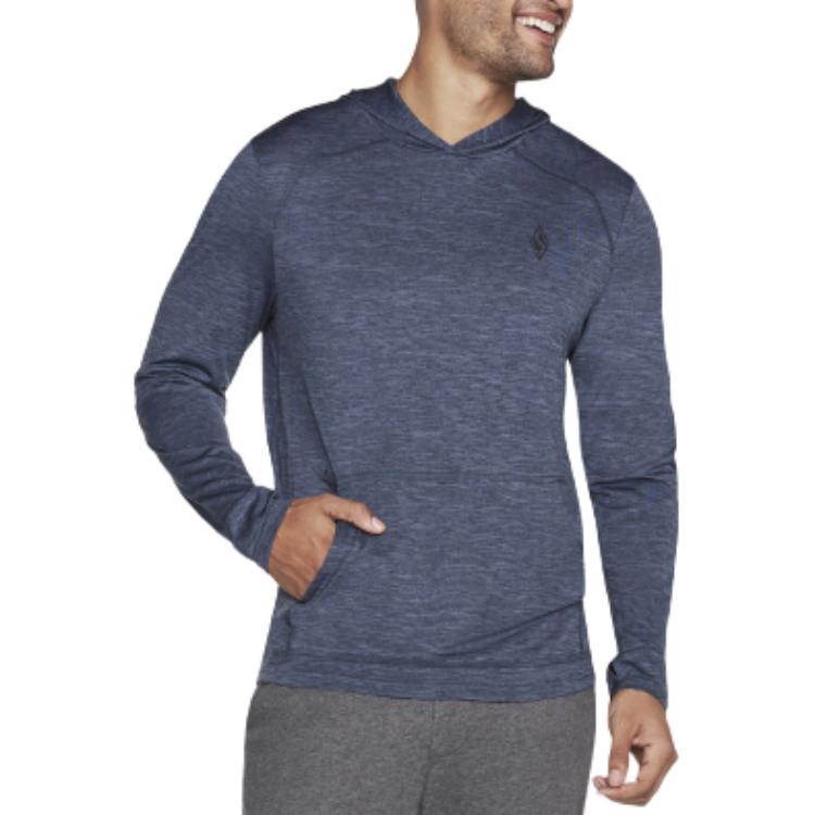 Skechers Blue Hoodie - Stylish, Comfortable, Moisture-Wicking Long Sleeve MHD63-BLGY