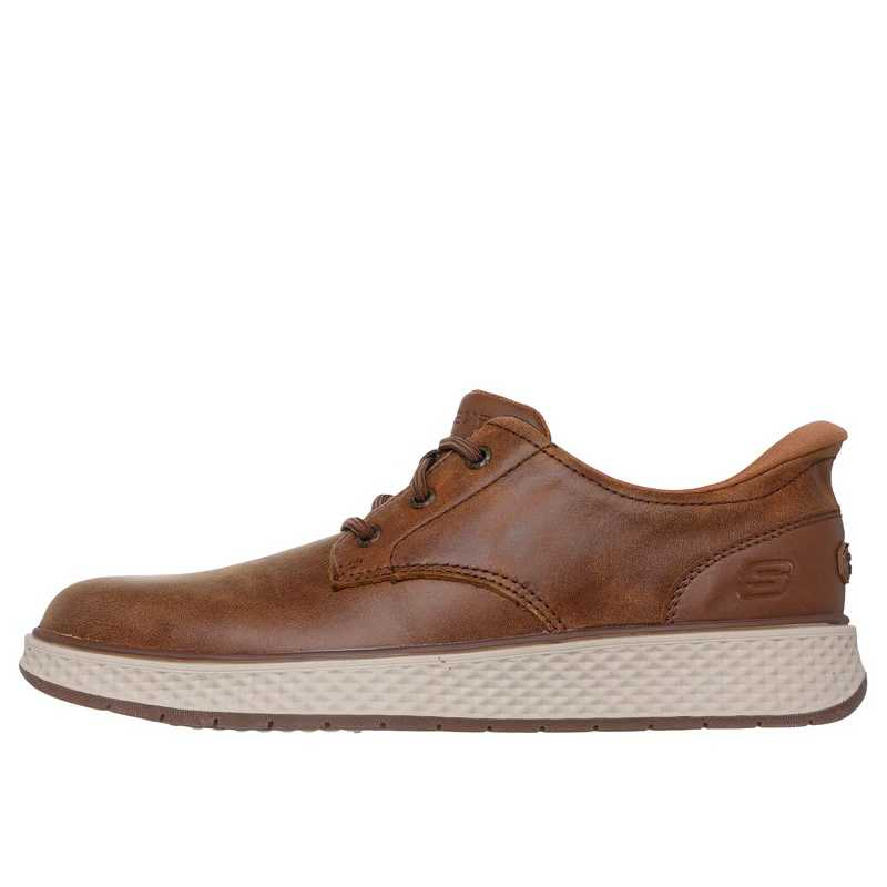 Skechers BURKETT Leather Dress Shoes Lonzo Brown Stylish Casual Design 205624-CML