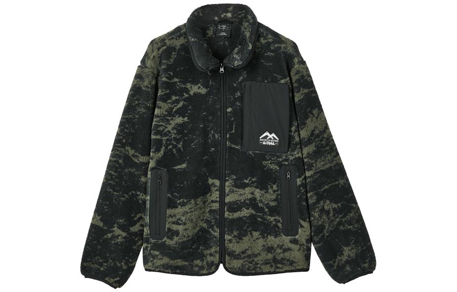 Skechers Camo Zip Fleece Jacket Unisex Black Green Camouflage L423U086-03PY
