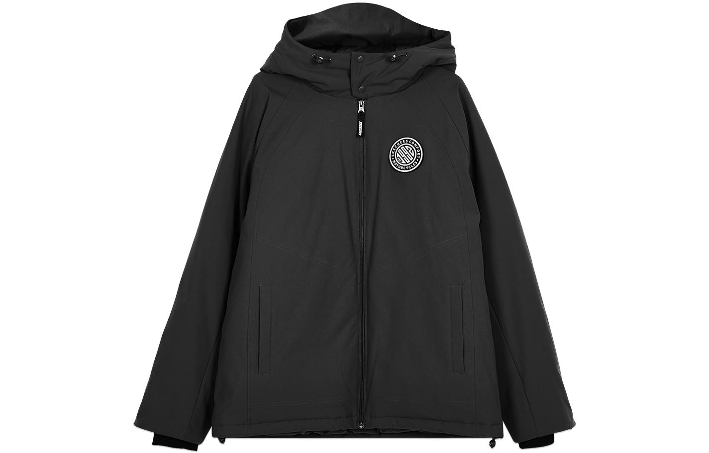 Skechers Carbon Black Hooded Puffer Jacket with Letter Print Design L423M120-0018