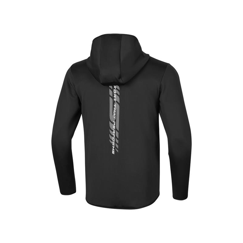 Skechers Carbon Black Hooded Zip-Up Jacket with Back Letter Print Design P121M015