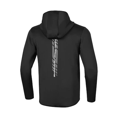 Skechers Carbon Black Hooded Zip-Up Jacket with Back Letter Print Design P121M015
