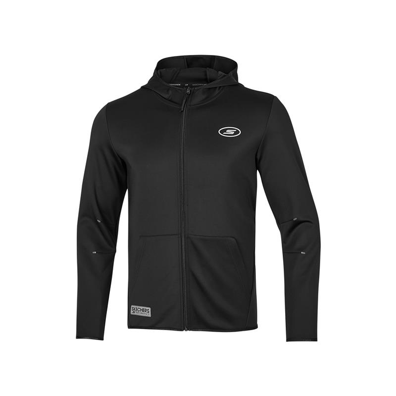 Skechers Carbon Black Hooded Zip-Up Jacket with Back Letter Print Design P121M015 圖 3