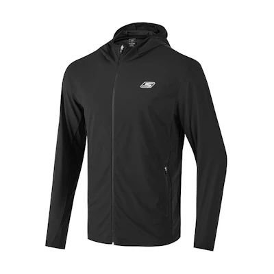 Skechers Carbon Black Solid Color Casual Zip-Up Hoodie Jacket P223M081-0018