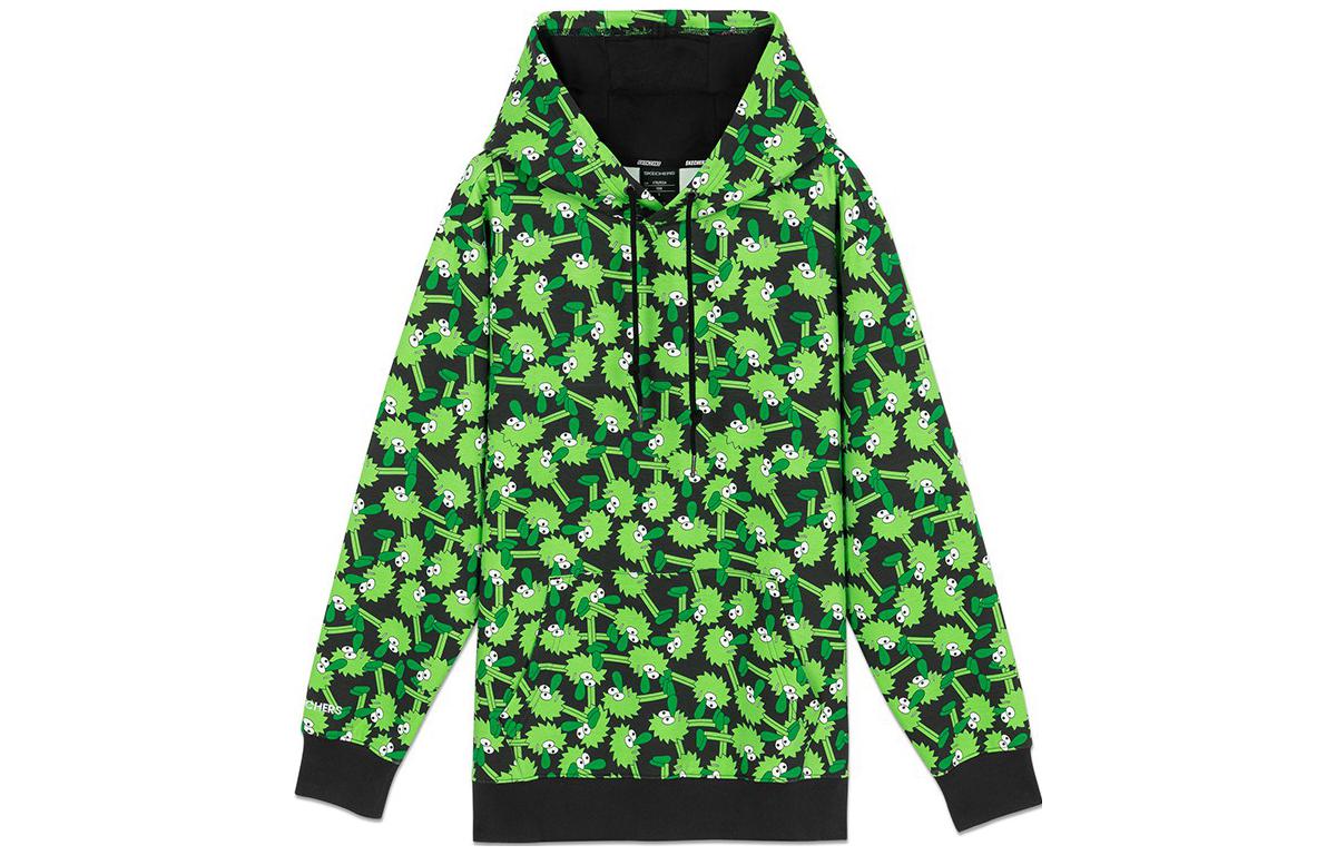 Skechers Cartoon Graffiti Print Hoodie Unisex Pullover Long-Sleeve Sweatshirt l320U074