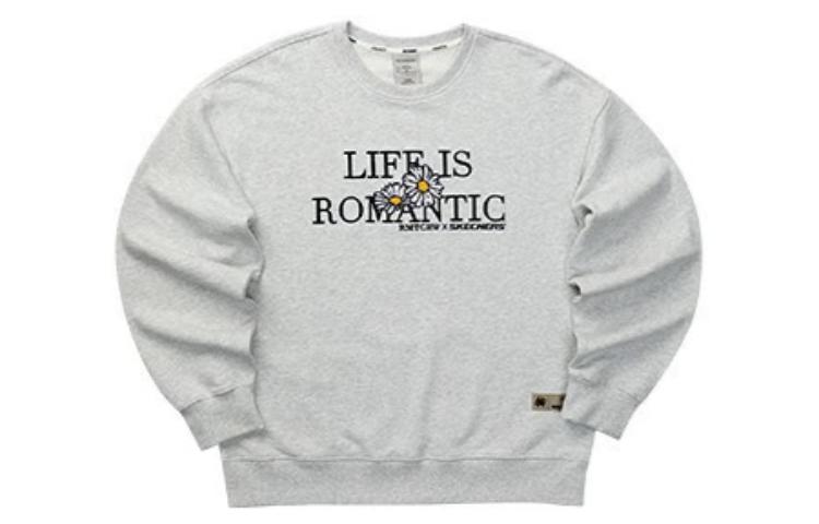 Skechers Casual Letter Crewneck Long Sleeve Sweatshirt Unisex Light Gray L123U003-02F0
