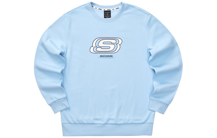 Skechers Casual Letter Print Fleece Sweatshirt Unisex - Air Blue L322U084-01CQ