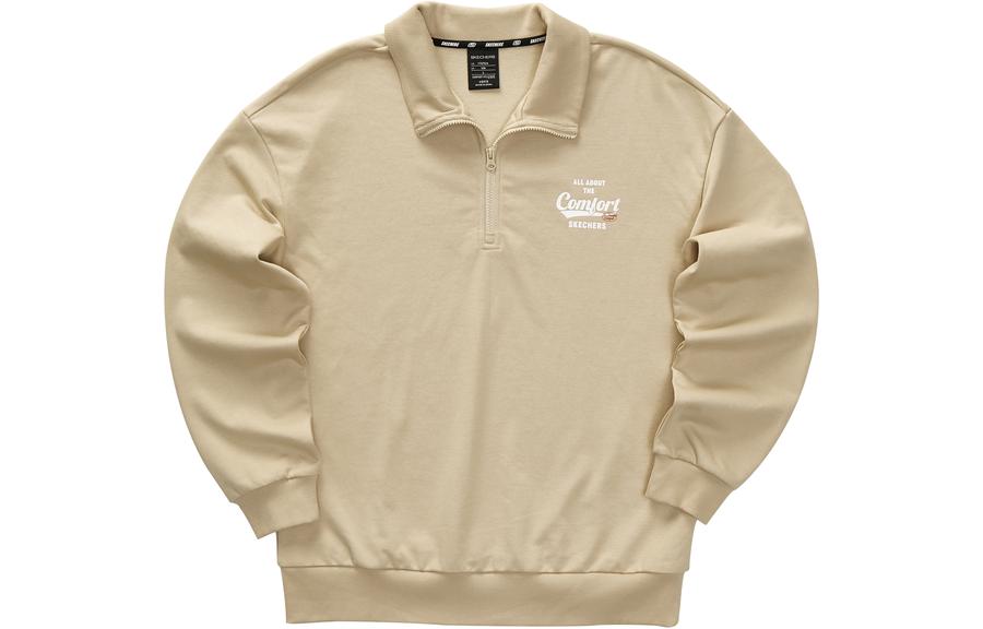 Skechers Casual Letter Print Loose-Fit Polo Sweatshirt Men’s Irish Cream L323M062-028R