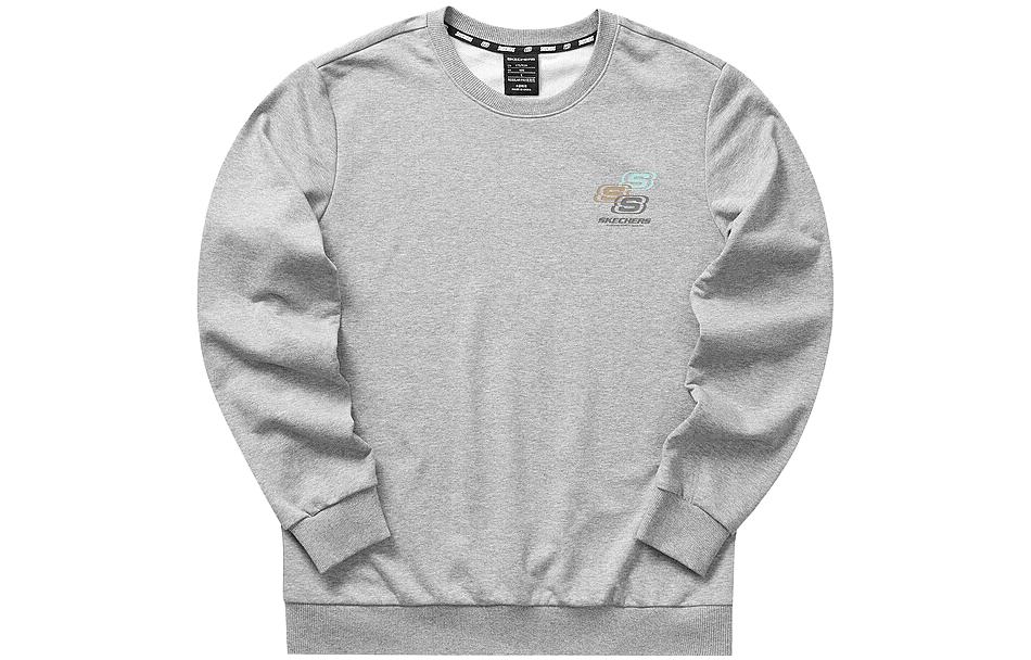 Skechers Casual Logo Print Crewneck Sweatshirt Unisex Light Grey L322M072-004F