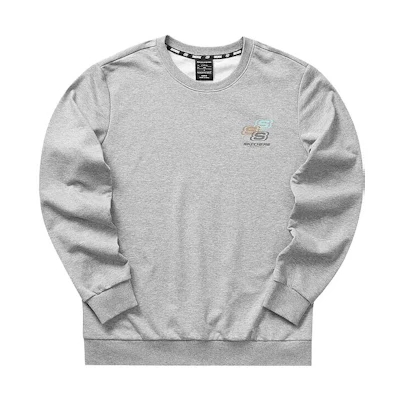 Skechers Casual Logo Print Crewneck Sweatshirt Unisex Light Grey L322M072-004F
