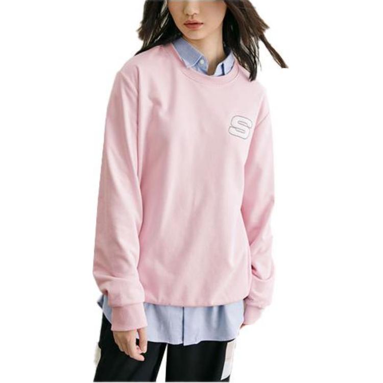 Skechers Casual Loose Fit Crewneck Long Sleeve Sweatshirt Unisex Grey Pink L321U138-01NX