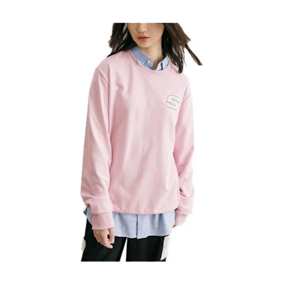 Skechers Casual Loose Fit Crewneck Long Sleeve Sweatshirt Unisex Grey Pink L321U138-01NX