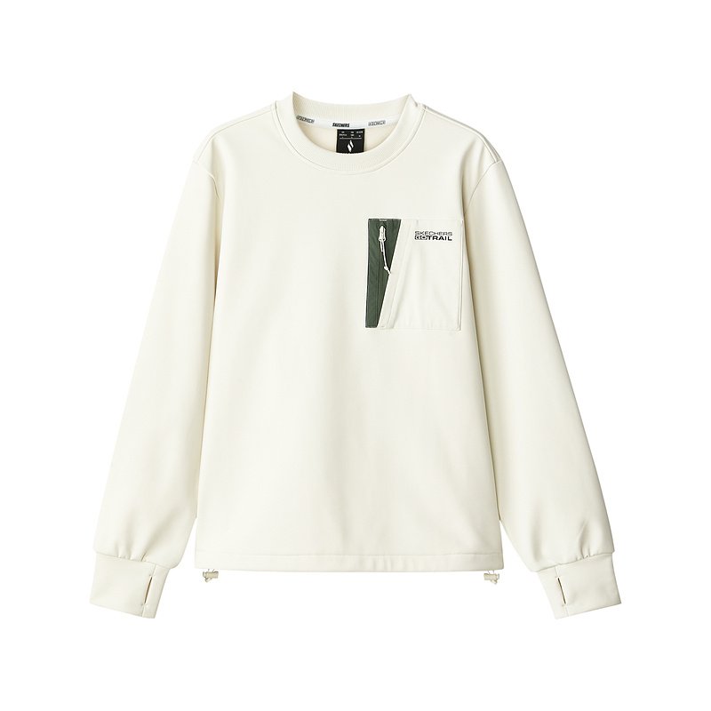 Skechers Casual Pocket Print Long Sleeve Sweatshirt Unisex Cream White L424U164-00NA