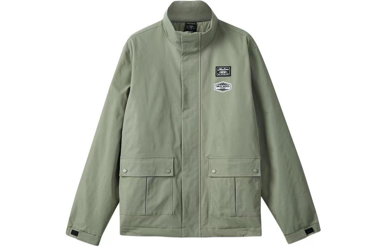 Skechers Casual Series Letter Zip-Up Sports Jacket - Vetiver Green L423M123-01DR