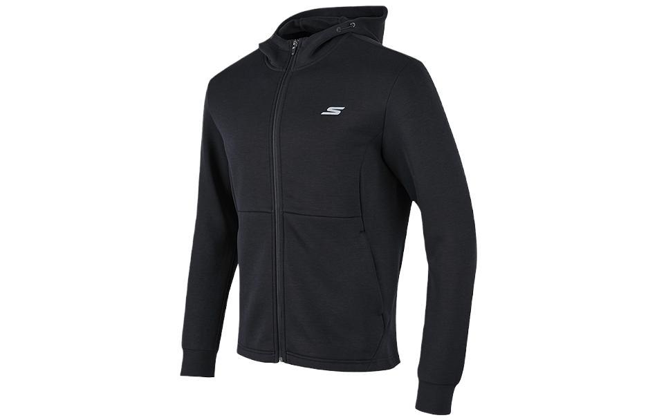 Skechers Charcoal Black Hoodie Jacket with Letter Print Long Sleeves P323M021-0018