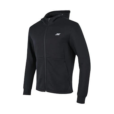 Skechers Charcoal Black Hoodie Jacket with Letter Print Long Sleeves P323M021-0018