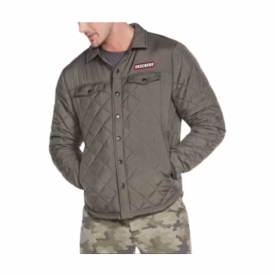 Skechers Chill Out Quilted Long Sleeve Jacket Green Casual Wear M4JA63-OLV