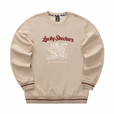 Skechers Chinese New Year Dragon Knit Pullover Sweatshirt Unisex Cream L124U052-028R