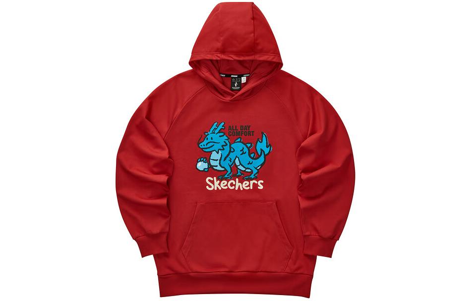 Skechers Chinese New Year Hoodie Red Pullover - Hand-Drawn Letter Print L124M012-03LC