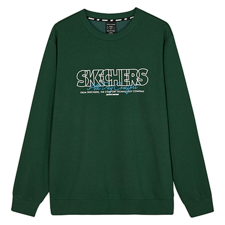 Skechers Classic Unisex Pullover Crewneck Sweatshirt in Pine Green L423U093-01WN