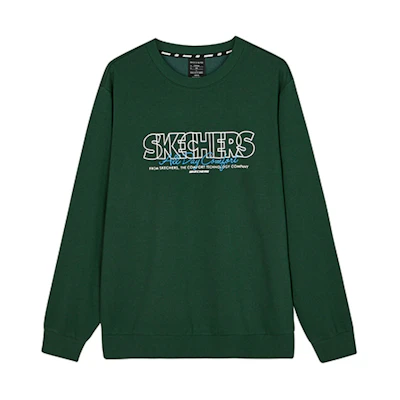 Skechers Classic Unisex Pullover Crewneck Sweatshirt in Pine Green L423U093-01WN