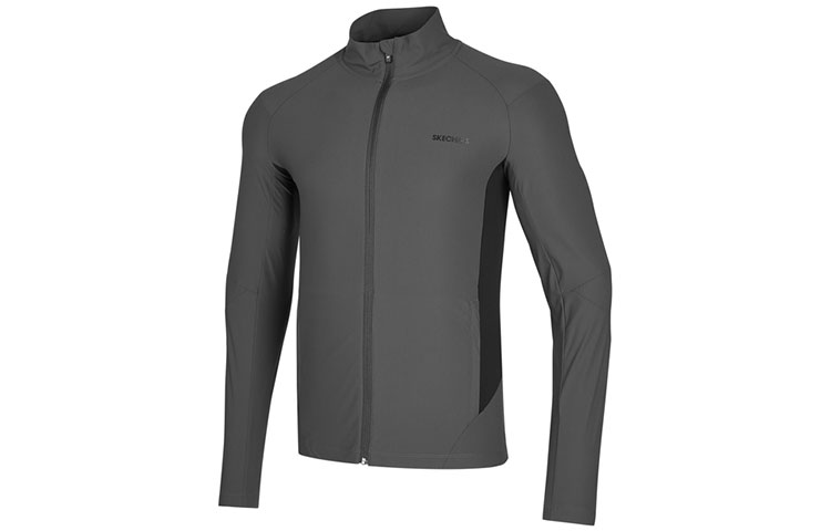 Skechers Colorblock Knit Logo Sports Jacket with Stand Collar P121M042