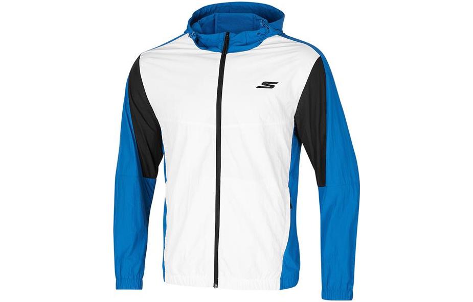 Skechers Colorblock Logo Print Zip Jacket Island Navy Blue P221M017