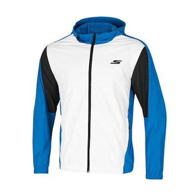 Skechers Colorblock Logo Print Zip Jacket Island Navy Blue P221M017